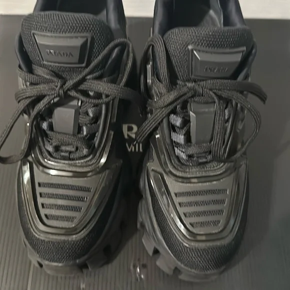 Prada Calzature Donna Nero maglia tech rubber wedge sneakers, Sz 35.5 - Picture 7 of 16